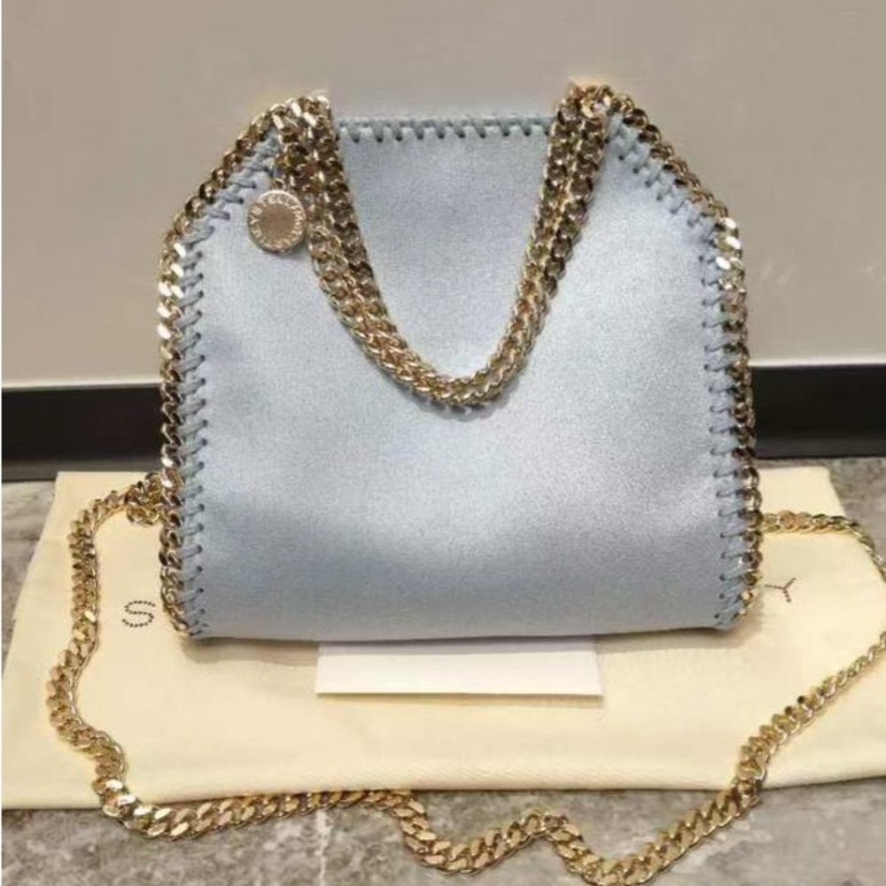 Stella McCartney Light Blue Chain-Trim Shoulder Bag - Picture 1 of 9